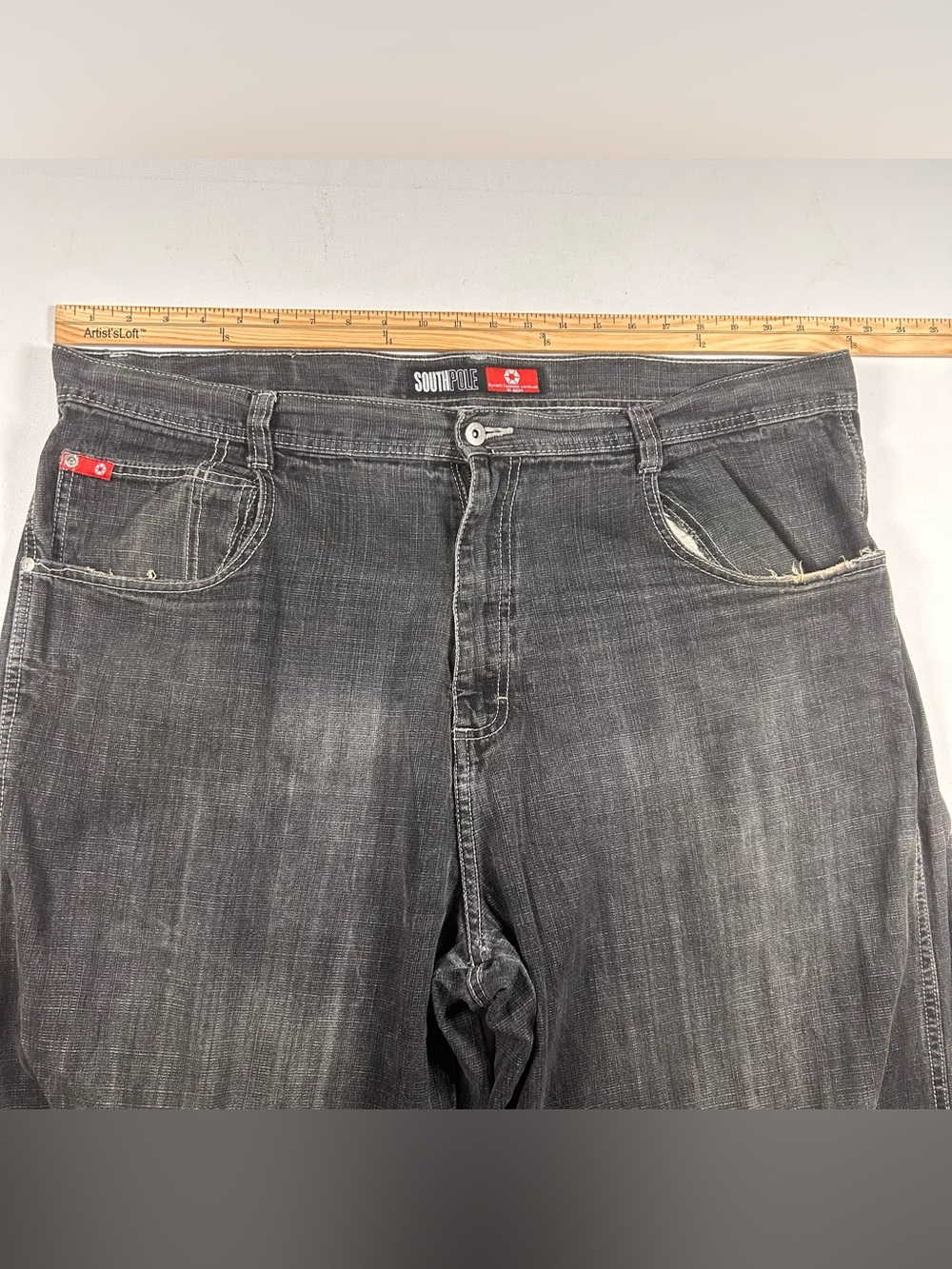 Baggy Southpole Denim Jeans RN82628 Y2K Skater Vintage 42 Fits: 44 X 33 Black - Picture 10 of 10